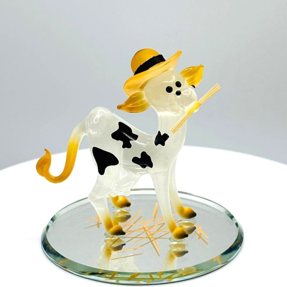 Lola Cow Glass Figurine | Farm Animal Decor Country Kitchen Collectible Gift